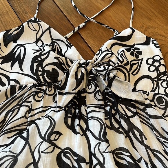 ZARA Black & White Floral Cotton Maxi Dress - Picture 9 of 15